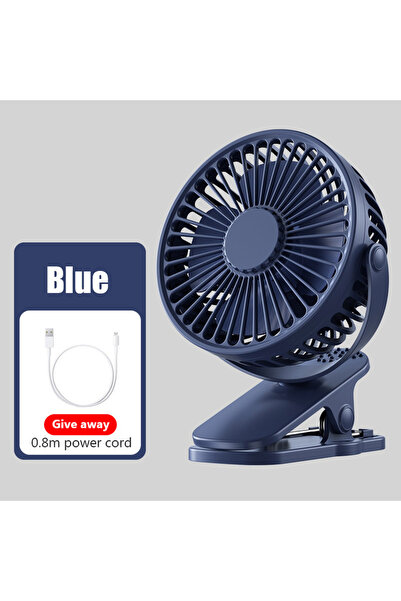 choice2 Blue USB Mini Desktop Clip Fan 3 Speed Quiet 360° Rotatable Portable ...