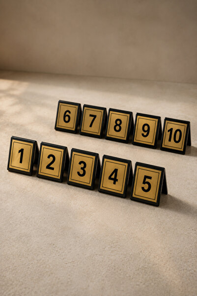 Happynesso Table Number Set 1-10 Double-Sided Black Plexiglass Top Gold Yello...
