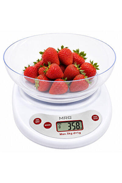 MRG Kitchen scale M1227, with 1L bowl, ABS, 5Kg, LCD function, country, white