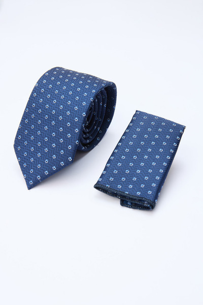 İmza Navy Blue Patterned 7 cm Tie 1090260131