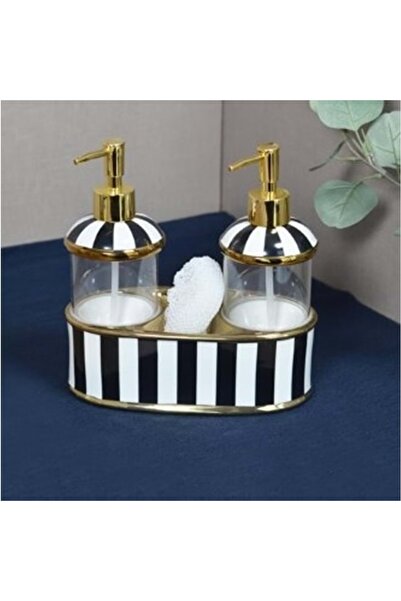 konak alışveriş 900235-Sivi Soap Dispenser Glass Sponge Holder Double.