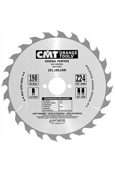 CMT Disc de tăiere pentru lemn stratificat 190x30mm 24Z 291.190.24M