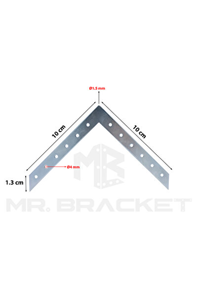 MR.BRACKET 8 ad. Sac Gönye Düz Gönye Köşe Bağlantı Demiri 10x10cm - Çerçeve Sandalye Masa Tamir Birleştirme
