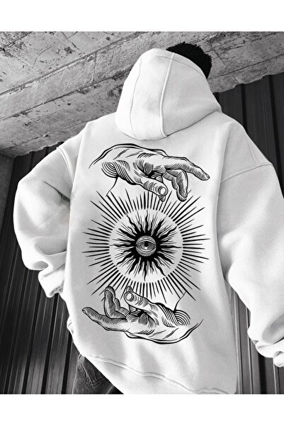 classy moda Unisex Back Graphic Printed Hooded 3-Thread Combed Cotton Sweatshirt
