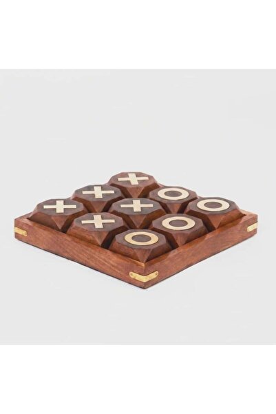 Palma homez Mini X O Game Premium Indian Mango Wood Brown and Copper Gold 18X...