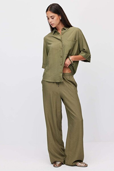 PAULMARK Women's Loose Wide Leg Tie Waist Trousers