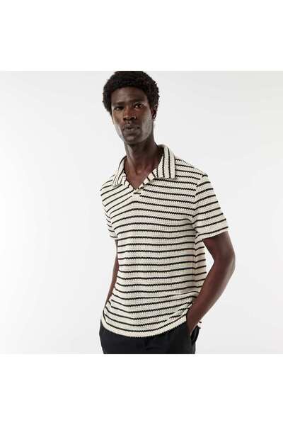 KIABI Short-Sleeved Polo Shirt in Textured Fabric BLACK