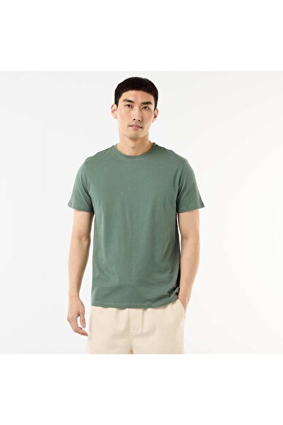 KIABI Plain jersey straight T-shirt GREEN