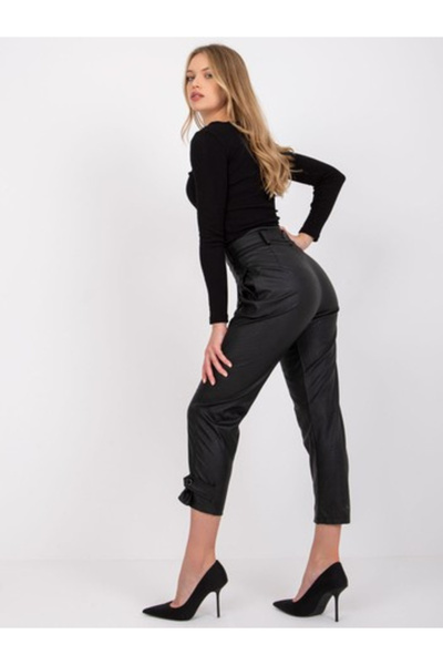 Italy Moda Pantaloni Dama Lunga, Mansete elastice, ITALY MODA, Negru Eleganta...