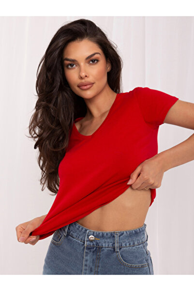 Basic Feel Good Tricou Dama Mini, Decolteu in V, BASIC FEEL GOOD, Rosu Casual...