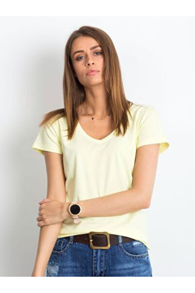 Basic Feel Good Tricou Dama Mini, Decolteu in V, BASIC FEEL GOOD, Galben desc...