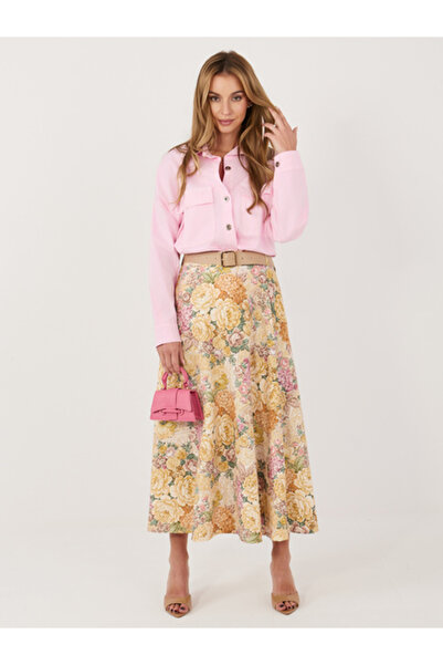 Italy Moda Fusta Dama, ITALY MODA, Poliester, Floral, Galben, model IT-SD-FL9...