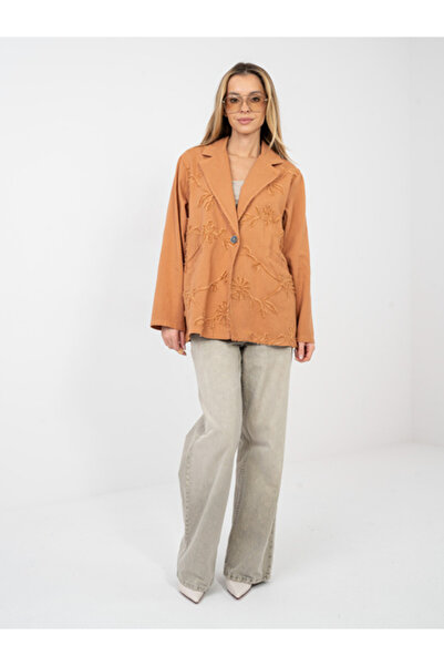 rue parıs Women's Jacket, RUE PARIS, Cotton, Long Sleeve, Dark Orange, model ...