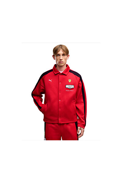 Puma سترة فيراري T7 TRACK JKT للرجال كاجوال 63705502 باللون الأحمر