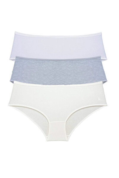 mtm My The Mall Clothing 3 Pieces Women's High Waist Bato Panties White Gray ...