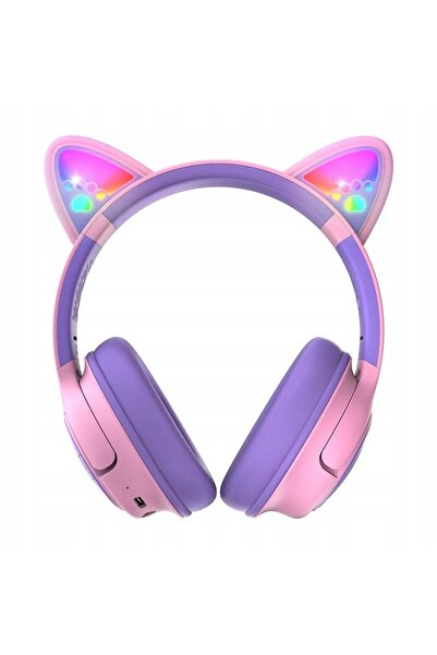 NO BRAND Slúchadlá Powerlocus Bobo Cat Ear cez uši, fialovo-ružové