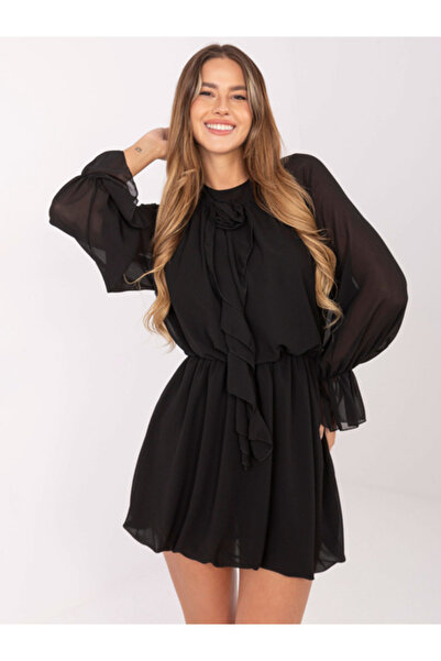 rue parıs Rochie Dama, RUE PARIS, Poliester, Rochie evazata, Negru, model MI-...