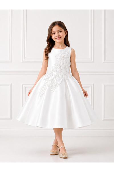 Moky Dizayn Children's Dress with Embossed Roses