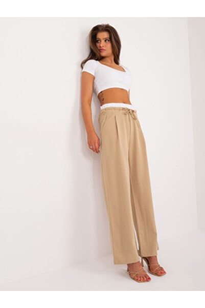 Italy Moda Pantaloni Dama, ITALY MODA, Poliester, Dungi, Camel, model DHJ-SP-...