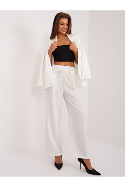 Italy Moda Γυναικεία Παντελόνια, ITALY MODA, Πολυεστέρας, Κομψό, Εκρού, μοντέ...