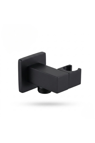 helemend Square Wall-Mounted Water Outlet and Spout with Black Faucet Holder ...