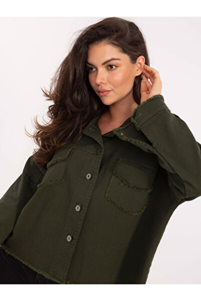 rue parıs Camasa Dama Maneca lunga, Guler inalt, RUE PARIS, Khaki Casual