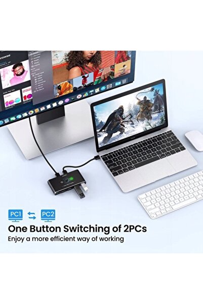 NO BRAND Comutator KVM USB 2x4 USB 3.0 5GBS SOUNIX