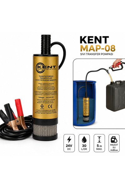 KENT 24 Volt Sıvı Transfer Pompası Mazot Pompası Büyük Süzgeçli