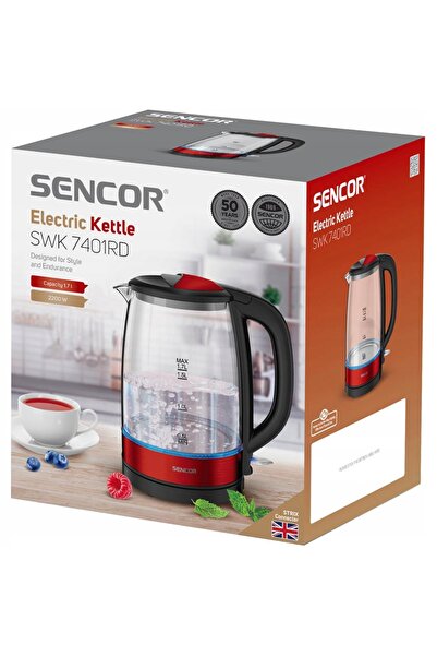 Sencor Fierbător electric din sticlă 1,7 L 2200 W fără fir SWK 7401RD