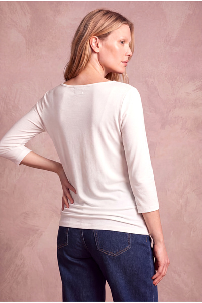 WESTMARK LONDON Maternity White Cotton Wide Crew Neck 3/4 Sleeve Printed T-Sh...