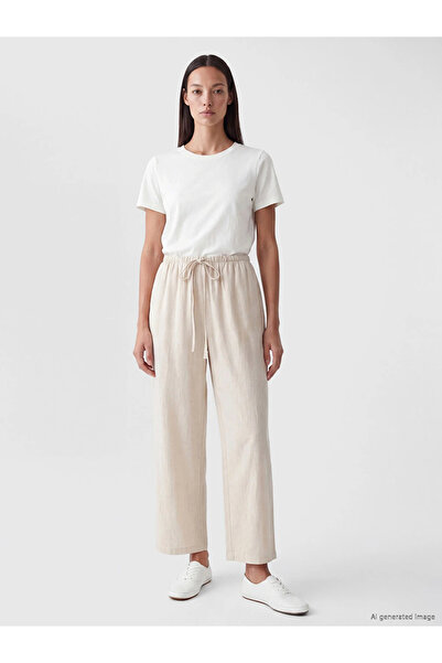 LC Waikiki Beige Elastic Waist Women's Trousers