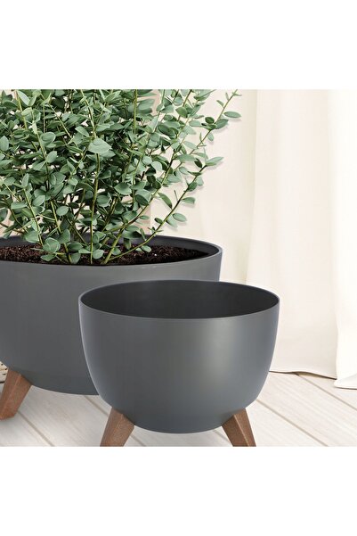 KADAX Ghiveci cu picioare, recipient interior, 29+40 cm, antracit, 2 buc.