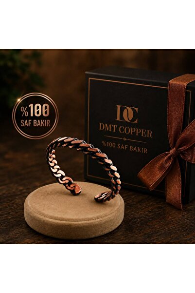 DMT COPPER HOME سوار نحاسي سميك مصنوع يدويًا بنسبة 100%، سوار نحاسي طبيعي، صد...
