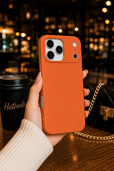 Hatreds iPhone 17 Pro Max Uyumlu Koruyucu Telefon Kılıf Turuncu