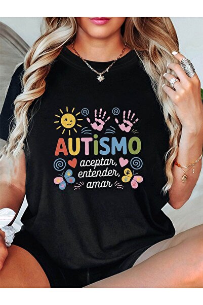 799 تي شيرت مطبوع عليه حروف Spanish AUTISMO Aceptar Entender Amar، قميص كاجوا...
