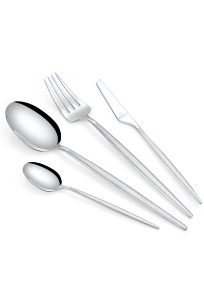 Arshia 95-Piece Silver Matte Stainless Steel Cutlery Set | Luxury Dining Coll...