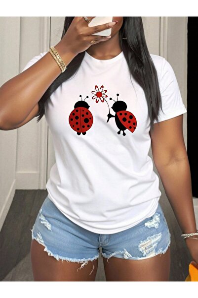 KYMC07 cotton Short Sleeve T-Shirt with Ladybug Print, Lightweight and Comfor...