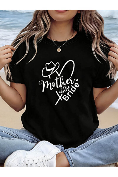 799 Mother of the Bride Letter Print T-shirt | Short Sleeve Crew Neck Top Spr...