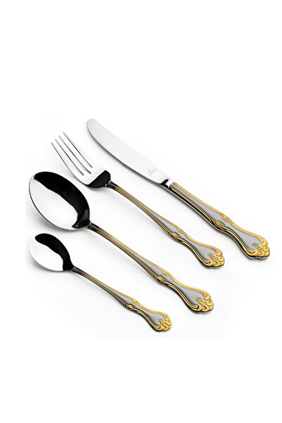 Arshia 95-Piece Stainless Steel Cutlery Set – Dual-Tone Silver & Gold Flatwar...