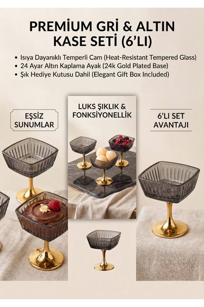 Elista Hürrem Ayaklı Füme Lüster Cam Lokumluk & Sunumluk