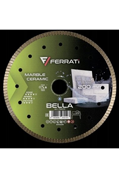 FERRATI Disc diamantat pentru tăierea gresiei, marmurei, granitului BELLA 200mm