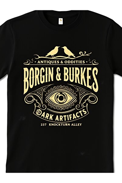 Astogria13 Borgin Burkes' Distinctive Magical Craft Men'S Black Patterned Tsh...