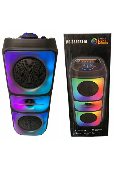 ADARStore Boxă Bluetooth cu LED, USB și FM - sistem portabil de karaoke 3 în 1