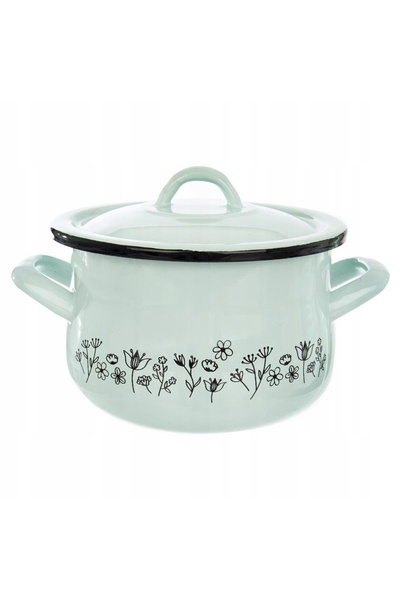 Orionis Oală emailată 2,3 L ORION Verde LOUKA 16 cm cu capac