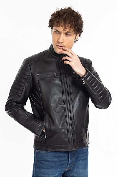 Derimosa Conni Hakiki Deri Erkek Biker Ceket