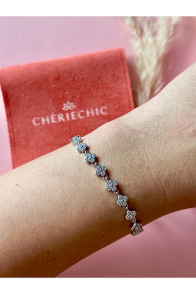 CHÉRIECHIC Jewels Full Zirkon ve Kristal Tasli Yonca Model Su Yolu Bileklik
