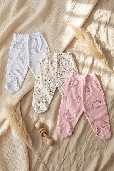 DYZSTAR 3-Piece Cotton Booties Baby Pants Set - Soft Textured Teddy Bear and ...