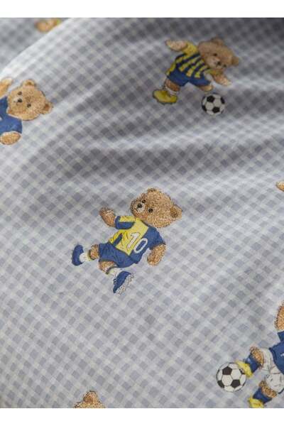 Apricitas HOME Single Elastic Sheet Duvet Cover Set Mishka Blue 3 Pieces 100% Cotton