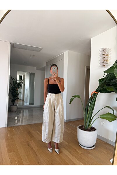 MERVE AKSOY İthal Taşlı Balon Pantolon - Bej
