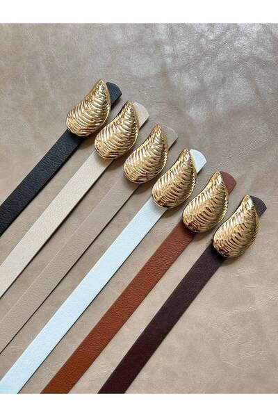 LİA KEMER 6-Pack Long Gold Aries Horn Buckle Belt Waist Belt Coat Belt Dress ...